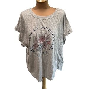 Jane + Delancey Gray Embroidered T Shirt Wild Flower Spread Kindness Inspiration